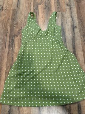 Abercrombie & Fitch Light Green Smocked Top with White Dots